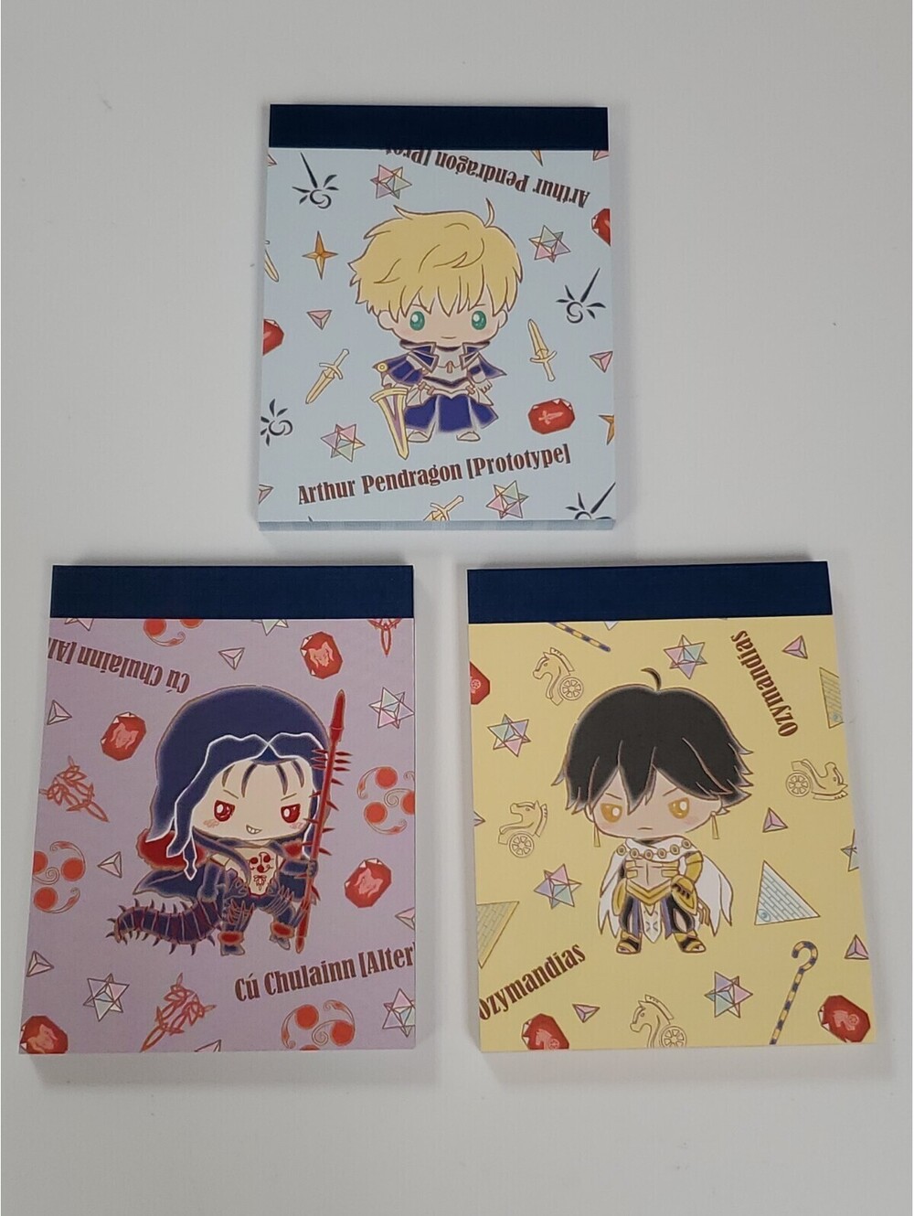 Fate Grand Order x Sanrio 3 x 3" Notebook Set of 3 Ozymandias, Pendragon, Cu Chu